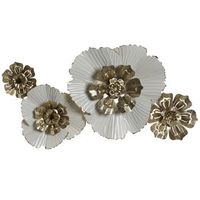 decoracion pared metal 93x83x54 flores dorado