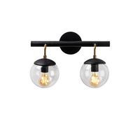 lampara de pared gondol-3012 negro metal vidrio 41x20x28 cm