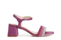 sandalias gilda efecto laminado con bandas de pedreria por delante hot pink