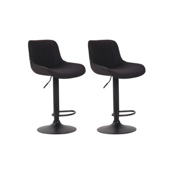 Set de 2 Taburetes de bar regulable en Tela Negro