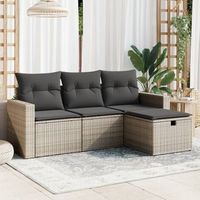conjunto de sofas de jardin 4 uds  mueble jardin mesa y sillas y cojines ratan sintetico gris cfw965822