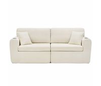 sofa relax de 2 plazas - para espacios pequenos tejido de chenilla suave bolsillo lateral para revistas portavasos y cojines apto para salon despacho habitacion de invitados y apartamentos - beige