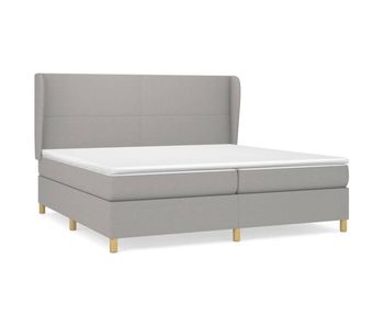 Cama box spring con colchón tela gris claro 200x200 cm diseño plano