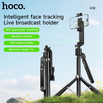 Soporte inteligente para transmisión en vivo HOCO, cardán de seguimiento, palo de Selfie, Bluetooth 5,2, Control inalámbrico, mango antivibración para teléfonos
