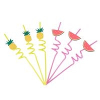 6 pajitas de frutas multicolores