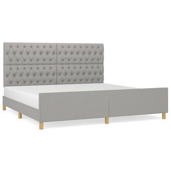 Estructura De Cama Con Cabecero De Tela Gris Claro 200x200 Cm Vidaxl