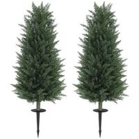 set de 2 cipreses artificiales 100 cm con estaca verde