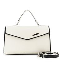 bolso de mano con solapa asa acolchada y bolsillo trasero white