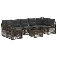 conjunto de sofas de jardin 8 uds gris ratan sintetico vidaxl