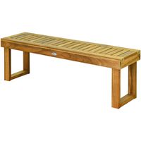 costway banco de exterior madera acacia banco de patio con asiento de listones sin respaldo para dormitorio jardin balcon 132 x 34 x 435 cm teca