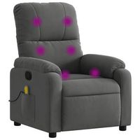 sillon reclinable de masaje tela de microfibra gris oscuro vidaxl