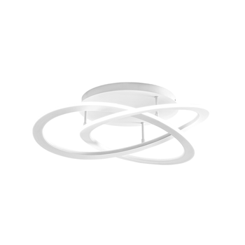 Yara Plafón Led Moderno 30w Regulable 3000k Luz Cálida, Diseño Aro De Aluminio Blanco 50x17cm, 1300lm, Led Integrado Ip20