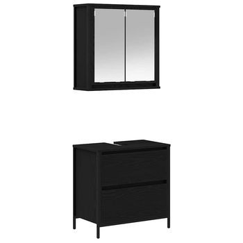 Juego De Muebles De Baño 2 Pzas Roble Negro Madera Ingeniería Vidaxl