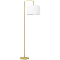 homcom lampara de pie moderna con pantalla de lino sintetico lampara de lectura para salon 64x38x1635 cm blanco y dorado