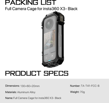 TILTA TA-T41-FCC Jaula de cámara completa para Insta360 X3 Soporte de montaje negro titanio gris rosa para ventosa universal (4,5