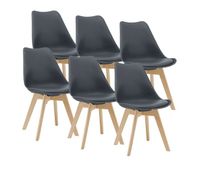 juego de 6 sillas de comedor flaten estilo escandinavo 82x49x54cm cuero sintetico - gris encasa