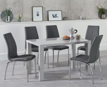 Atlanta 120cm Light Grey Gloss Dining Table with Cavello Chairs