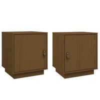 mesitas de noche 2 uds madera de pino marron miel 40x34x45 cm vidaxl