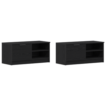 Mueble De Tv 2 Uds | Mueble De Salón | Gabinete De Tv Roble Negro 80 X 35 X 36,5 Cm