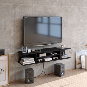 Mueble Tv Colgante |compartimentos  Abiertos|120 Cm | Negro Pivot