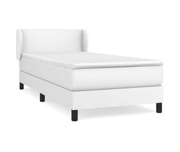 Cama box spring con colchón cuero sintético blanco 100x200 cm diseño plano
