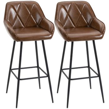 Homcom Juego De 2 Taburetes Altos De Cocina Tapizado En Pu 50x47,5x102,5 Cm