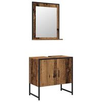 juego de muebles de bano 2 uds marron madera de ingenieria vidaxl
