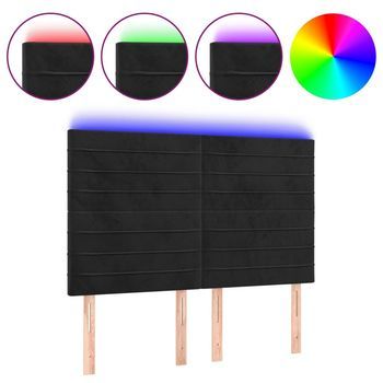 Cabecero Con Luces Led Terciopelo Negro 144x5x118/128 Cm