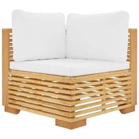 sofa esquina jardin  sofa de exterior con cojines color crema madera maciza teca