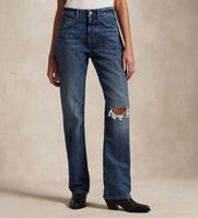 polo ralph lauren para mujer 211969401001 jeans de tiro alto relaxed straight fit azul 3232 casual algodon denim