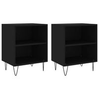 pack 2 uds mesitas de noche  mesa auxiliar  mesilla madera de ingenieria negro 40x30x50 cm