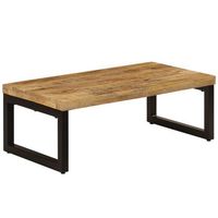 mesa de centro de diseno rustico 100 x 50 x 35 cm madera maciza de mango y acero dec036924