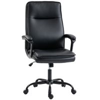 homcom silla de oficina ergonomica sillon de oficina en pu altura ajustable funcion de balanceo giratoria 360 negro