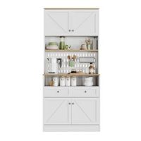 aparador buffet - mueble para cocina - mdf y particulas - blanco y natural 80x40x175cm