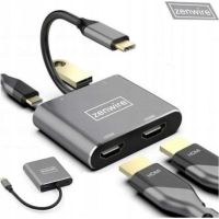 adaptador usb-c zenwire 4 en 1 con 2 hdmi usb 30 power delivery 87w