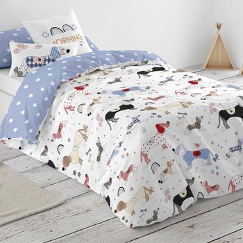 Cool Kids - Funda Nórdica Reversible Estampada Cama 105 - Algodón Extrasuave - Incluye 1 O 2 Fundas De Almohada - Doggy Patch