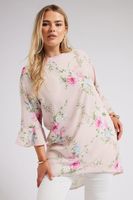 yours london tunica rosa de ramilletes de flores mujer curvy y tallas grandes yours london