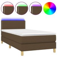 cama box spring con colchon led tela marron oscuro 100x200 cm vidaxl