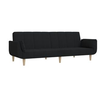 Sofá cama - sofá convertible de 2 plazas con dos almohadas tela negro