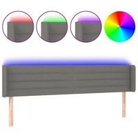 cabecero cama  panel de cabecera con led de tela gris oscuro 203x16x7888 cm