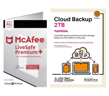 MCAFEE LiveSafe Premium 2020 & Knowhow 2 TB Cloud Backup Bundle