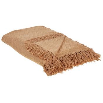 Colcha Decorativa Para Cama Con Borlas De Álgodón Dormitorio 200 X 220 Cm Marrón Yerbent