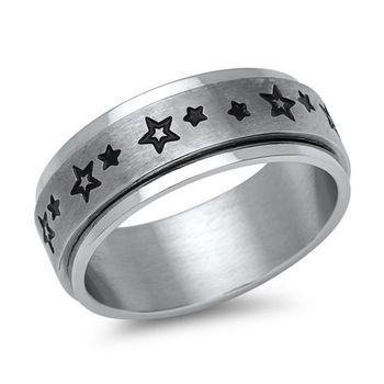 Anillo moderno de acero inoxidable con inserto giratorio