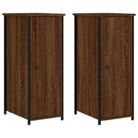 pack 2 uds mesitas noche  mesa auxiliar  mesilla madera ingenieria marron roble 32x42x80 cm