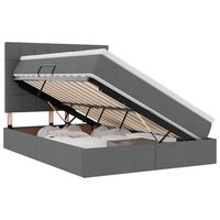 cama con almacenamiento y colchon gris oscuro 140 x 200 cm tela vidaxl