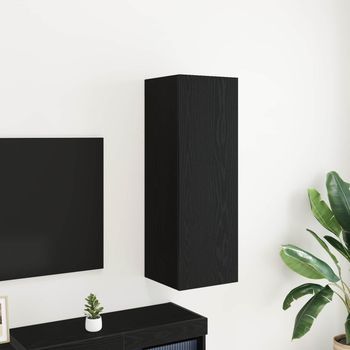 Vidaxl Mueble De Tv De Pared 30,5 X 30 X 90 Cm Roble Negro