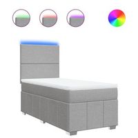 cama individual  cama para adulto  cama box spring con colchon tela gris claro 90x200 cm