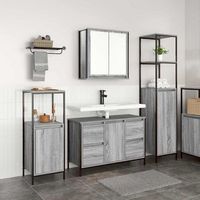 vidaxl juego de muebles de bano 3 uds sonoma gris y negro