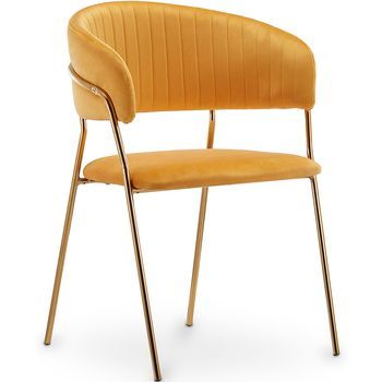 Silla De Comedor - Tapizada En Terciopelo - Gruna Amarillo