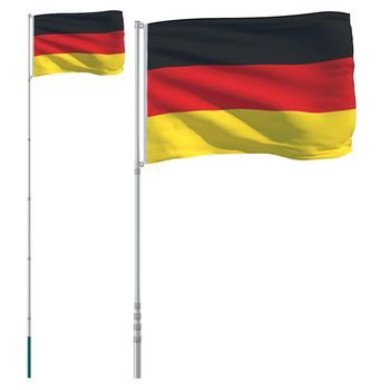 Mástil Y Bandera De Alemania Aluminio 5,5 M Vidaxl